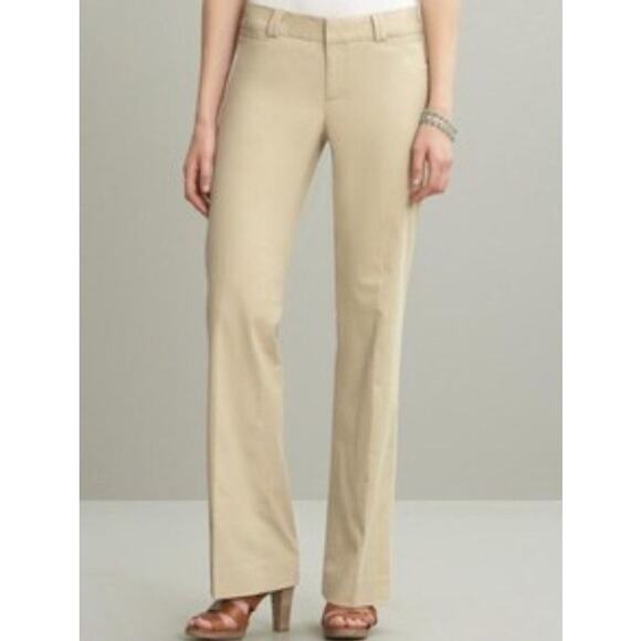 Banana Republic Martin Fit Sand Khaki Straight Wide Leg Trouser Cotton Pants 4 - Picture 1 of 12